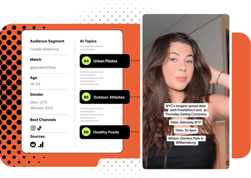 A screenshot of an influencer video next to their RAD Dashboard