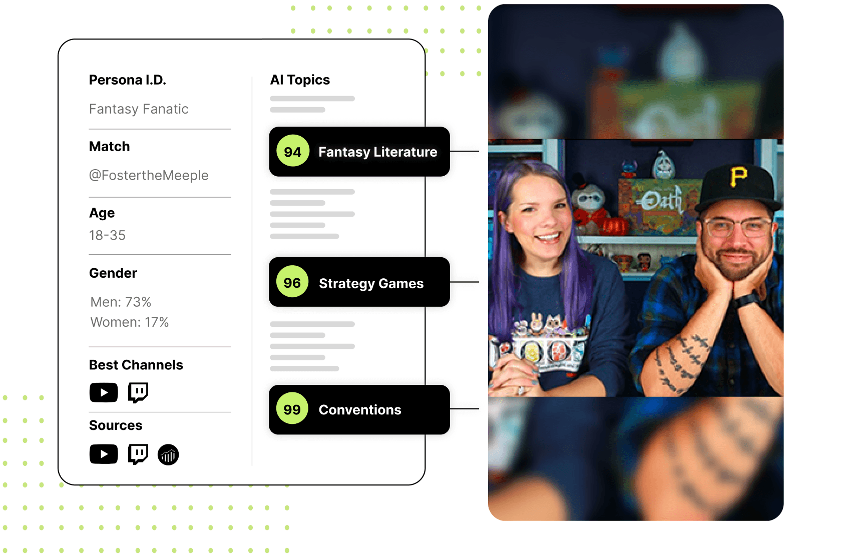 A screenshot of the Rad Dashboard next to a screenshot of an infuelncer