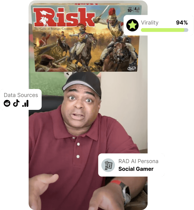 A screenshot of an influencer talking about the game of Risk