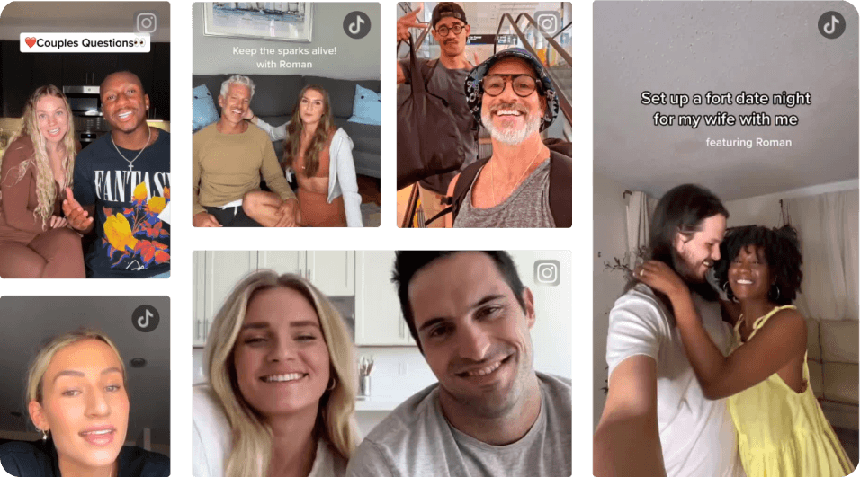 A cluster of images from various imnflucenr videos