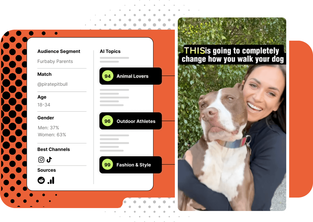 An image of a person holding a dog next to the Rad dashboard